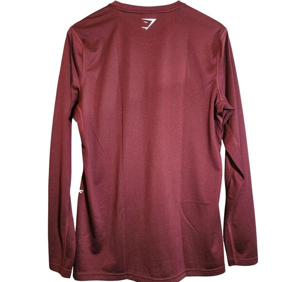 Gymshark Men's Long Sleeve Shirt Burgundy M Athflow Gorpcore Performance Fit - Picture 3 of 13